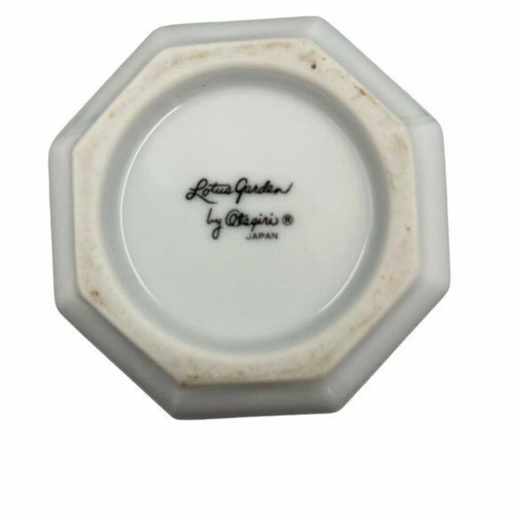 VTG Otagiri Japan "Lotus Garden" Octagonal Porcelain Vase Gold Rim 7 1/2” High - Picture 11 of 12